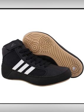adidas Black High-Top Sneakers with White Stripes and Gum Sole
